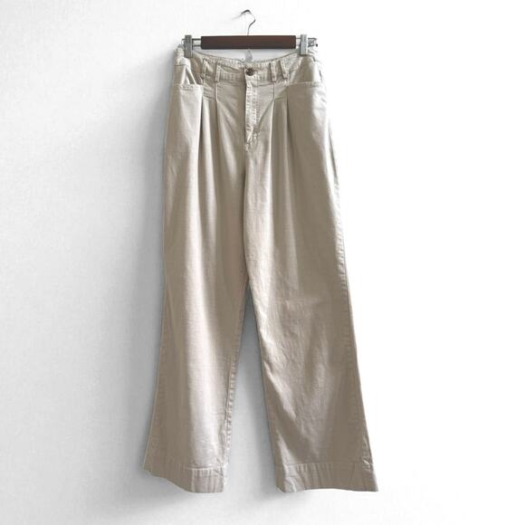 Avec Les Filles Ivory Wide Leg High Rise Pleated Trouser Pants size Small - Picture 1 of 12